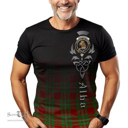 ScotsTee Shop Scottish MacGregor Modern Clan Crest Tartan T Shirt Featuring Alba Gu Brath Scotland Forever and Ever Celtic Cross