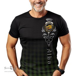 ScotsTee Shop Scottish MacIver Hunting Clan Crest Tartan T Shirt Featuring Alba Gu Brath Scotland Forever and Ever Celtic Cross