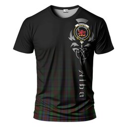ScotsTee Shop Scottish MacDuff Hunting Clan Crest Tartan T Shirt Featuring Alba Gu Brath Scotland Forever and Ever Celtic Cross
