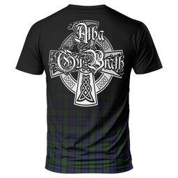 ScotsTee Shop Scottish MacEwan Clan Crest Tartan T Shirt Featuring Alba Gu Brath Scotland Forever and Ever Celtic Cross