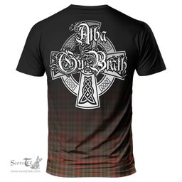 ScotsTee Shop Scottish MacIntosh Hunting Weathered Clan Crest Tartan T Shirt Featuring Alba Gu Brath Scotland Forever and Ever Celtic Cross