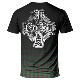 ScotsTee Shop Scottish MacKinnon Hunting Ancient Clan Crest Tartan T Shirt Featuring Alba Gu Brath Scotland Forever and Ever Celtic Cross