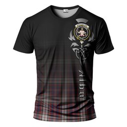 ScotsTee Shop Scottish MacFarlane Dress Clan Crest Tartan T Shirt Featuring Alba Gu Brath Scotland Forever and Ever Celtic Cross
