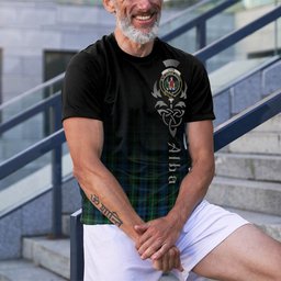 ScotsTee Shop Scottish Lyon Clan Crest Tartan T Shirt Featuring Alba Gu Brath Scotland Forever and Ever Celtic Cross