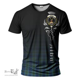 ScotsTee Shop Scottish Keith Clan Crest Tartan T Shirt Featuring Alba Gu Brath Scotland Forever and Ever Celtic Cross