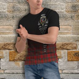 ScotsTee Shop Scottish MacBain Clan Crest Tartan T Shirt Featuring Alba Gu Brath Scotland Forever and Ever Celtic Cross
