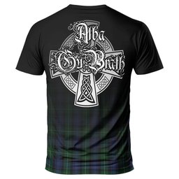 ScotsTee Shop Scottish Lamont #2 Clan Crest Tartan T Shirt Featuring Alba Gu Brath Scotland Forever and Ever Celtic Cross