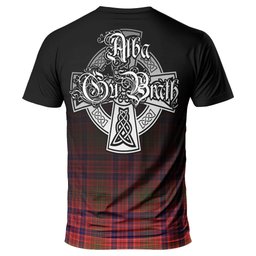 ScotsTee Shop Scottish Lumsden Modern Clan Crest Tartan T Shirt Featuring Alba Gu Brath Scotland Forever and Ever Celtic Cross