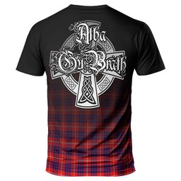 ScotsTee Shop Scottish Hamilton Modern Clan Crest Tartan T Shirt Featuring Alba Gu Brath Scotland Forever and Ever Celtic Cross