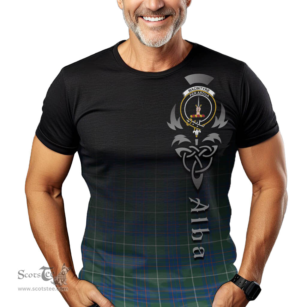 ScotsTee Shop Scottish MacIntyre Hunting Ancient Clan Crest Tartan T Shirt Featuring Alba Gu Brath Scotland Forever and Ever Celtic Cross