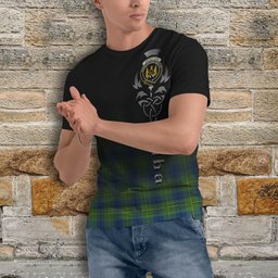 ScotsTee Shop Scottish Johnstone-Johnston Ancient Clan Crest Tartan T Shirt Featuring Alba Gu Brath Scotland Forever and Ever Celtic Cross