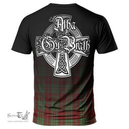 ScotsTee Shop Scottish Leask Clan Crest Tartan T Shirt Featuring Alba Gu Brath Scotland Forever and Ever Celtic Cross
