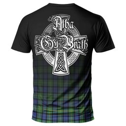 ScotsTee Shop Scottish Gordon Old Ancient Clan Crest Tartan T Shirt Featuring Alba Gu Brath Scotland Forever and Ever Celtic Cross