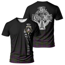ScotsTee Shop Scottish MacDonald of Clan Ranald Modern Clan Crest Tartan T Shirt Featuring Alba Gu Brath Scotland Forever and Ever Celtic Cross