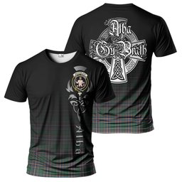 ScotsTee Shop Scottish MacFarlane Hunting Ancient Clan Crest Tartan T Shirt Featuring Alba Gu Brath Scotland Forever and Ever Celtic Cross