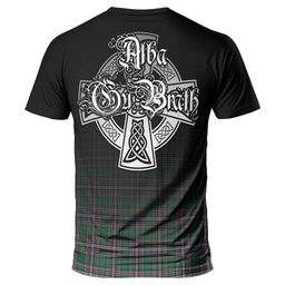 ScotsTee Shop Scottish MacFarlane Hunting Ancient Clan Crest Tartan T Shirt Featuring Alba Gu Brath Scotland Forever and Ever Celtic Cross