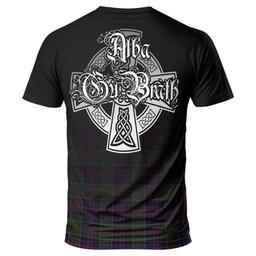 ScotsTee Shop Scottish MacDonald of Clan Ranald Clan Crest Tartan T Shirt Featuring Alba Gu Brath Scotland Forever and Ever Celtic Cross