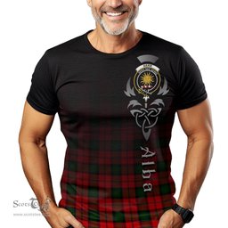 ScotsTee Shop Scottish Kerr Modern Clan Crest Tartan T Shirt Featuring Alba Gu Brath Scotland Forever and Ever Celtic Cross