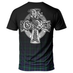 ScotsTee Shop Scottish Graham of Menteith Clan Crest Tartan T Shirt Featuring Alba Gu Brath Scotland Forever and Ever Celtic Cross