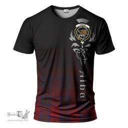 ScotsTee Shop Scottish Leslie Red Clan Crest Tartan T Shirt Featuring Alba Gu Brath Scotland Forever and Ever Celtic Cross