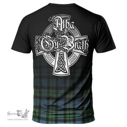 ScotsTee Shop Scottish MacKay Ancient Clan Crest Tartan T Shirt Featuring Alba Gu Brath Scotland Forever and Ever Celtic Cross