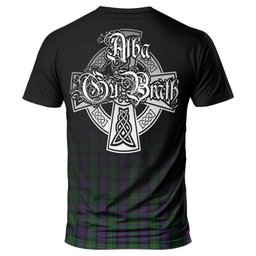 ScotsTee Shop Scottish MacCallum Clan Crest Tartan T Shirt Featuring Alba Gu Brath Scotland Forever and Ever Celtic Cross