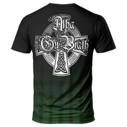 ScotsTee Shop Scottish MacArthur Highland Clan Crest Tartan T Shirt Featuring Alba Gu Brath Scotland Forever and Ever Celtic Cross