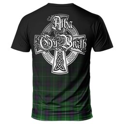 ScotsTee Shop Scottish MacDonald of The Isles Clan Crest Tartan T Shirt Featuring Alba Gu Brath Scotland Forever and Ever Celtic Cross