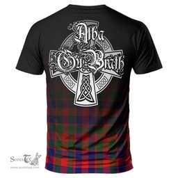 ScotsTee Shop Scottish Gow of Skeoch Clan Crest Tartan T Shirt Featuring Alba Gu Brath Scotland Forever and Ever Celtic Cross