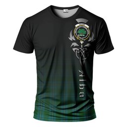 ScotsTee Shop Scottish Irvine of Bonshaw Clan Crest Tartan T Shirt Featuring Alba Gu Brath Scotland Forever and Ever Celtic Cross