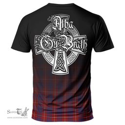ScotsTee Shop Scottish Hamilton Clan Crest Tartan T Shirt Featuring Alba Gu Brath Scotland Forever and Ever Celtic Cross