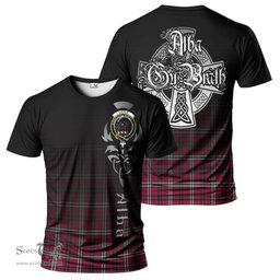 ScotsTee Shop Scottish Little Clan Crest Tartan T Shirt Featuring Alba Gu Brath Scotland Forever and Ever Celtic Cross