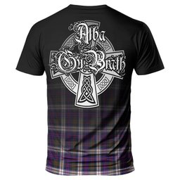 ScotsTee Shop Scottish MacDonald Dress Modern Clan Crest Tartan T Shirt Featuring Alba Gu Brath Scotland Forever and Ever Celtic Cross
