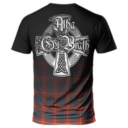 ScotsTee Shop Scottish Hamilton Ancient Clan Crest Tartan T Shirt Featuring Alba Gu Brath Scotland Forever and Ever Celtic Cross