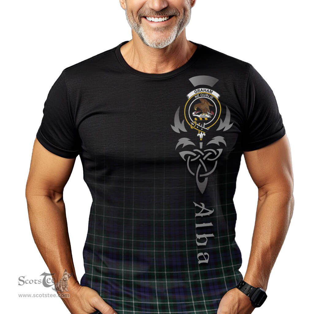 ScotsTee Shop Scottish Graham of Montrose Modern Clan Crest Tartan T Shirt Featuring Alba Gu Brath Scotland Forever and Ever Celtic Cross