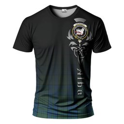 ScotsTee Shop Scottish Lockhart Clan Crest Tartan T Shirt Featuring Alba Gu Brath Scotland Forever and Ever Celtic Cross