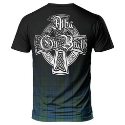 ScotsTee Shop Scottish Lockhart Clan Crest Tartan T Shirt Featuring Alba Gu Brath Scotland Forever and Ever Celtic Cross