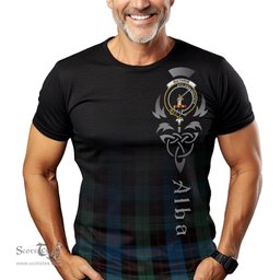 ScotsTee Shop Scottish Guthrie Clan Crest Tartan T Shirt Featuring Alba Gu Brath Scotland Forever and Ever Celtic Cross