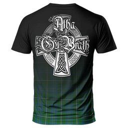 ScotsTee Shop Scottish Hay Hunting Clan Crest Tartan T Shirt Featuring Alba Gu Brath Scotland Forever and Ever Celtic Cross