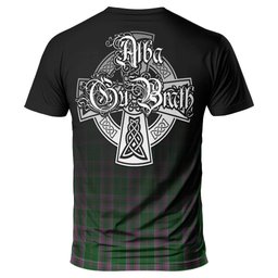 ScotsTee Shop Scottish Gray Hunting Clan Crest Tartan T Shirt Featuring Alba Gu Brath Scotland Forever and Ever Celtic Cross