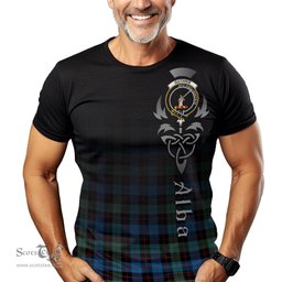 ScotsTee Shop Scottish Guthrie Ancient Clan Crest Tartan T Shirt Featuring Alba Gu Brath Scotland Forever and Ever Celtic Cross