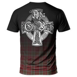 ScotsTee Shop Scottish Lindsay Weathered Clan Crest Tartan T Shirt Featuring Alba Gu Brath Scotland Forever and Ever Celtic Cross