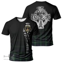 ScotsTee Shop Scottish Gordon Old Clan Crest Tartan T Shirt Featuring Alba Gu Brath Scotland Forever and Ever Celtic Cross