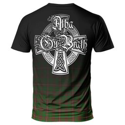 ScotsTee Shop Scottish MacKinnon Hunting Modern Clan Crest Tartan T Shirt Featuring Alba Gu Brath Scotland Forever and Ever Celtic Cross