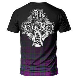 ScotsTee Shop Scottish Wardlaw Modern Clan Crest Tartan T Shirt Featuring Alba Gu Brath Scotland Forever and Ever Celtic Cross