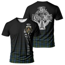 ScotsTee Shop Scottish MacKenzie Clan Crest Tartan T Shirt Featuring Alba Gu Brath Scotland Forever and Ever Celtic Cross
