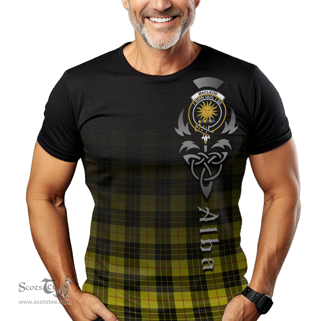 ScotsTee Shop Scottish MacLeod of Lewis Modern Clan Crest Tartan T Shirt Featuring Alba Gu Brath Scotland Forever and Ever Celtic Cross