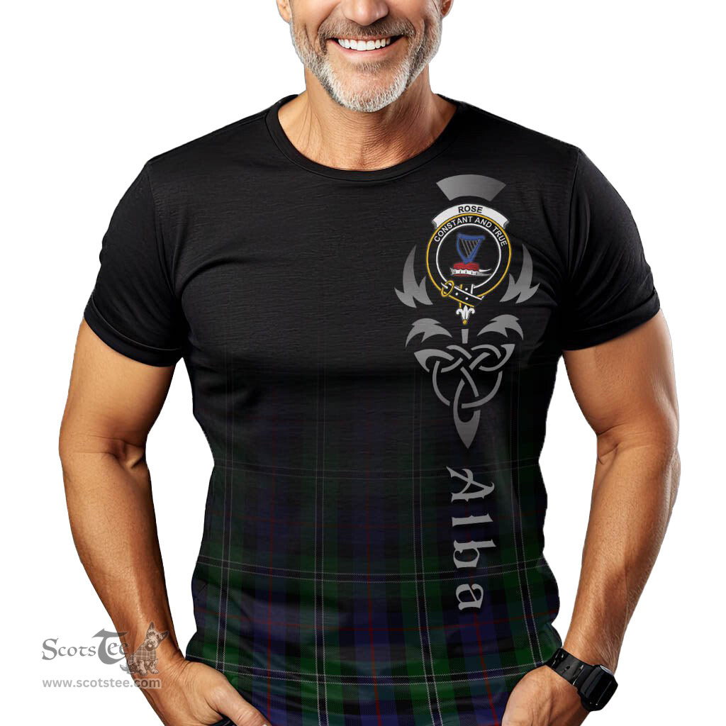 ScotsTee Shop Scottish Rose Hunting Clan Crest Tartan T Shirt Featuring Alba Gu Brath Scotland Forever and Ever Celtic Cross