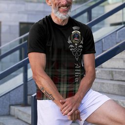 ScotsTee Shop Scottish Rose White Dress Clan Crest Tartan T Shirt Featuring Alba Gu Brath Scotland Forever and Ever Celtic Cross