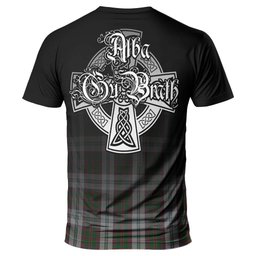 ScotsTee Shop Scottish Stewart of Appin Dress Clan Crest Tartan T Shirt Featuring Alba Gu Brath Scotland Forever and Ever Celtic Cross